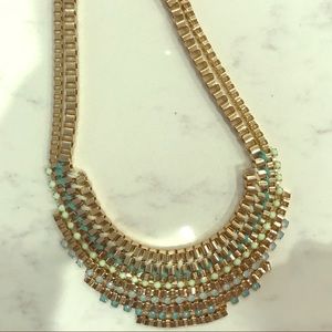 Aqua Gold, blue, and green costume necklace